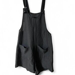 Black Short Overalls with pockets